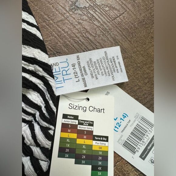 Time and Tru Women's Zebra Triangle Swimsuit Top (Sz L) & bottom (Sz M) NWT - Picture 10 of 16